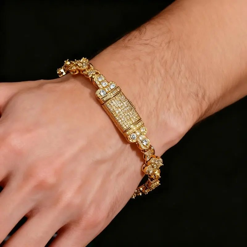 Luxury Gold-Tone Crystal-Embellished Cuff Bracelet T-Shirt