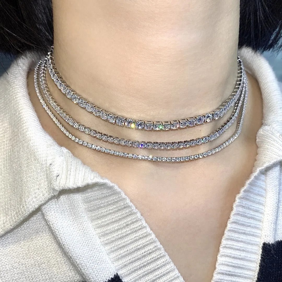 Layered Tennis Chain Choker Necklace T-Shirt