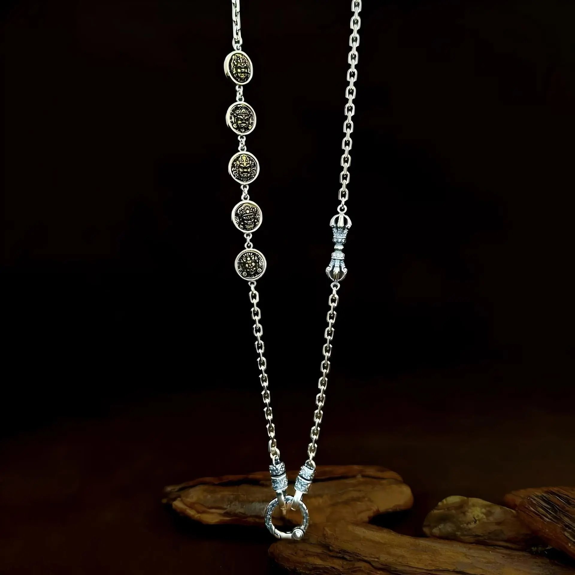 Louis Vuitton Tibetan Silver Vajra Pendant Necklace With Five Guardian Amulet Charms T-Shirt