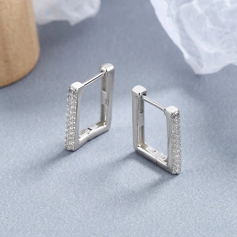 Louis Vuitton Sterling Silver Rectangular Pave Hoop Earrings T-Shirt