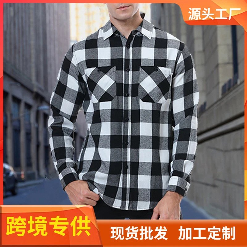 Classic Black-White Plaid Flannel Shirt Hoodie