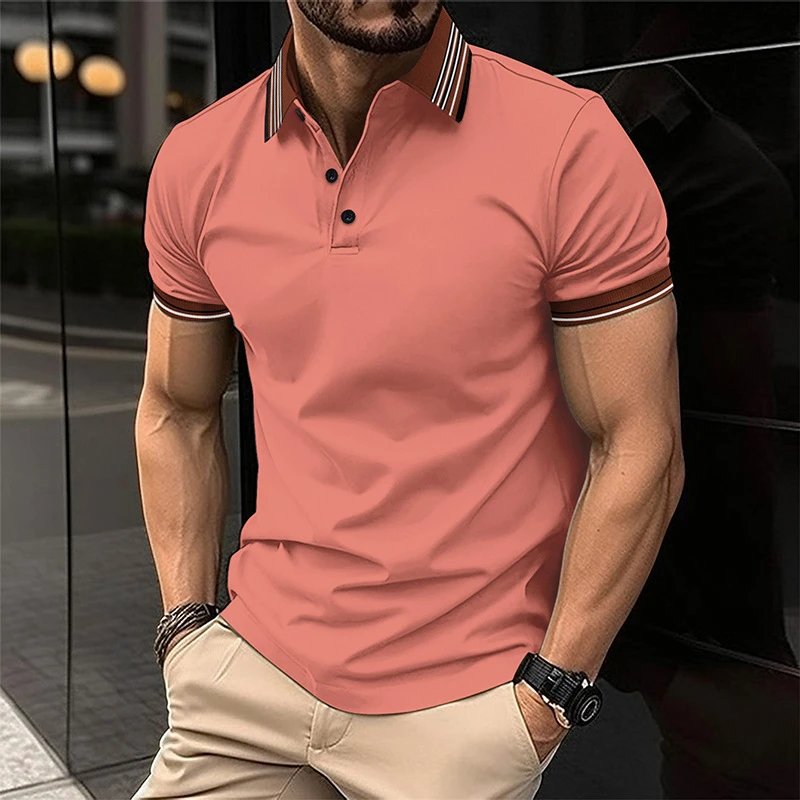 Men's Classic Stripe-Trim Polo Shirt T-Shirt