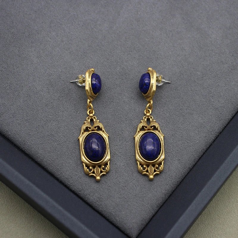 Vintage-Inspired Lapis Lazuli Drop Earrings T-Shirt