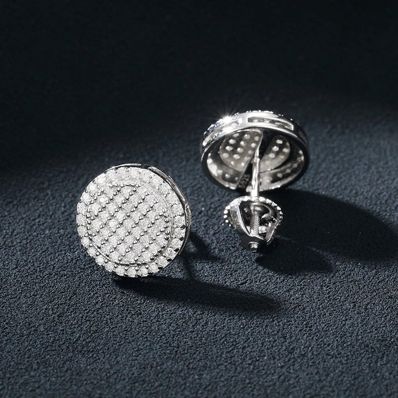 Luxury Pave Diamond Round Stud Earrings T-Shirt