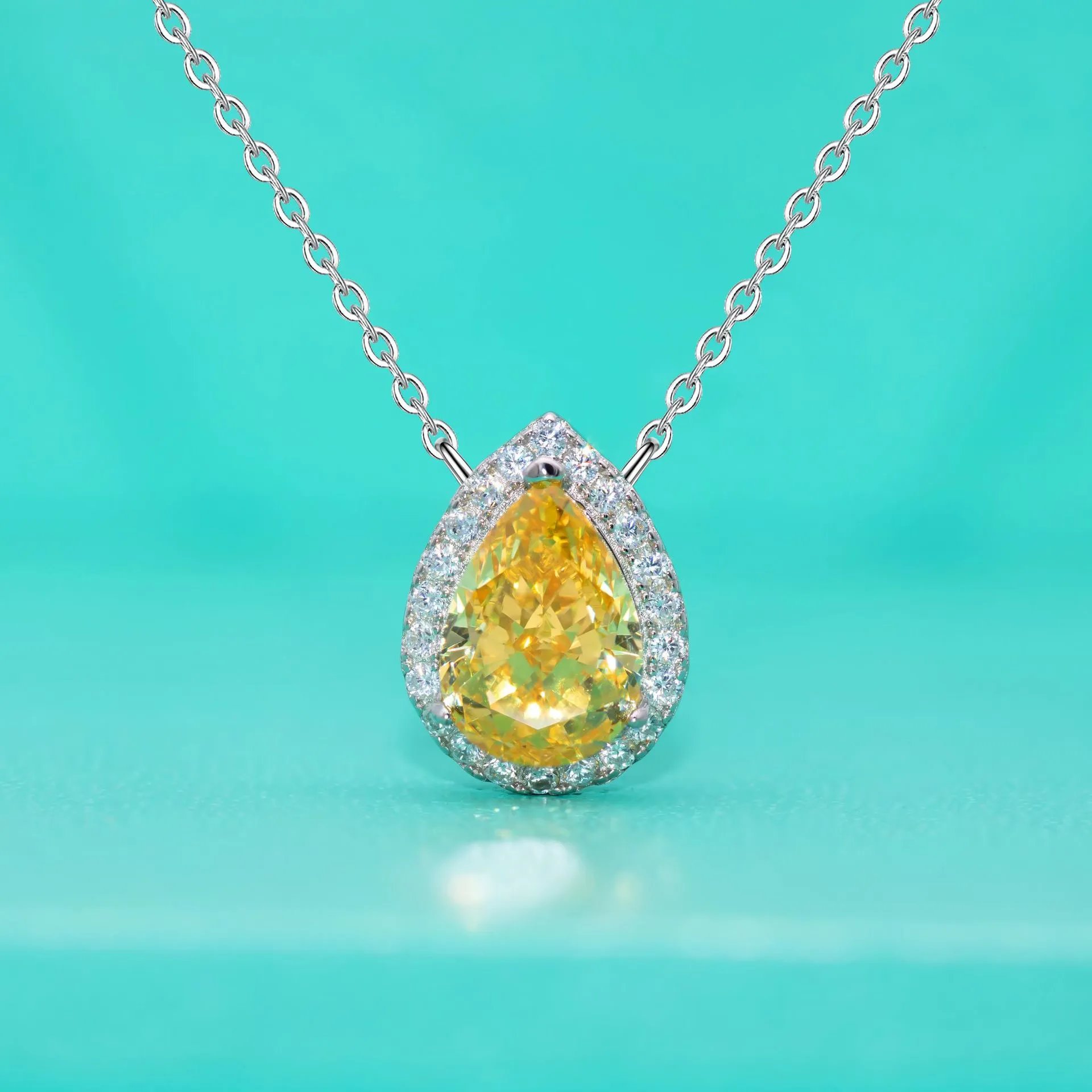 Alo Pear-Shaped Yellow Gemstone Halo Pendant Necklace T-Shirt