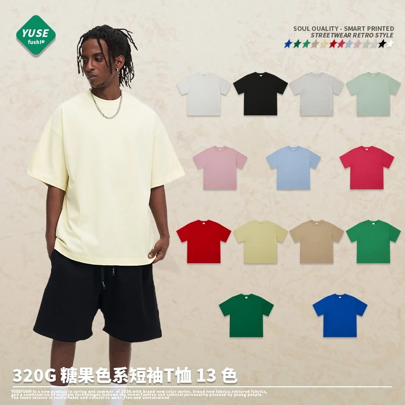 Yuse Fushi 320G Candy Color Short-Sleeve T-Shirt