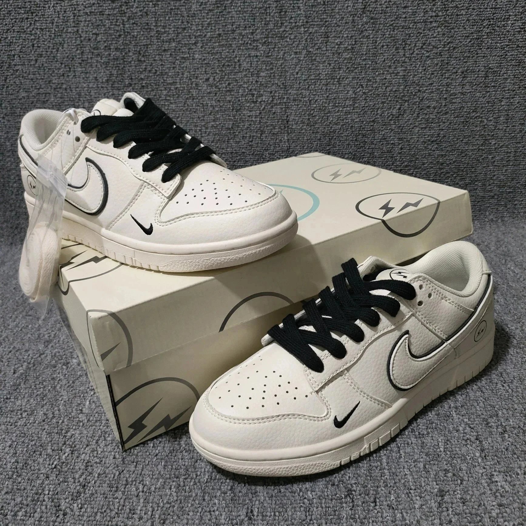 藤原浩联名 LA頂级荔枝纹全头层原盒配件纯原 Fragment Design X Nike Dunk SB low 藤原浩耐克联名 nike dunk 闪电 联名 休闲鞋男鞋运动鞋 女鞋低帮鞋板鞋