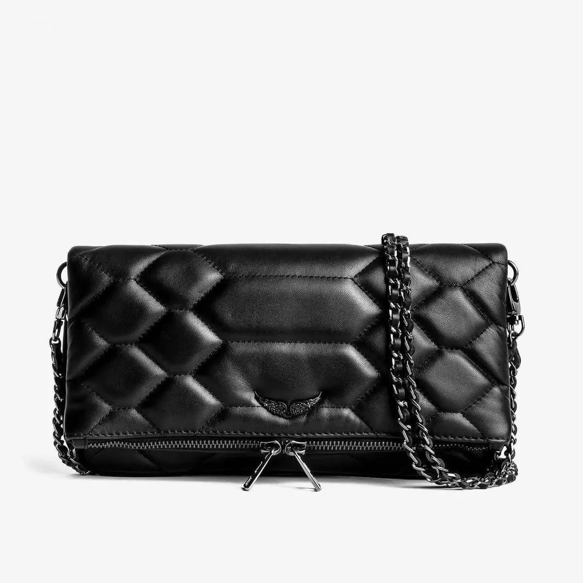 Unbranded Crossbody Bags Wing-Emblem Chain-Strap Tassel Bag — embroidery black