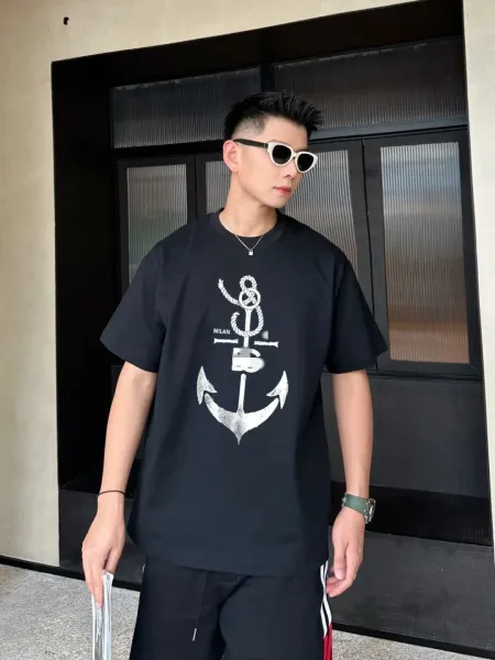 Marcelo Burlon County of Milan Anchor Print Black T-Shirt - 1