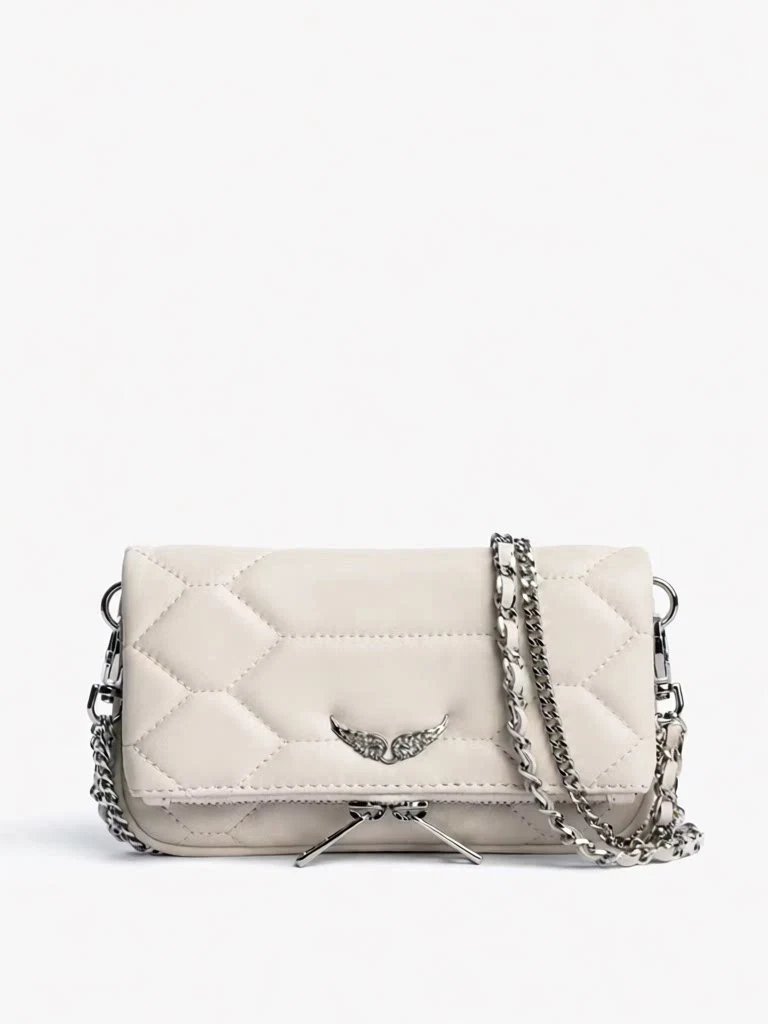 Unbranded Crossbody Bags Wing-Emblem Chain-Strap Tassel Bag — Small-sized embroidered white