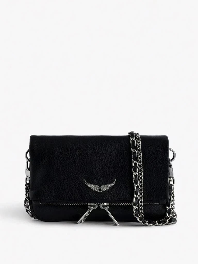 Unbranded Crossbody Bags Wing-Emblem Chain-Strap Tassel Bag — Small Black No Tassel