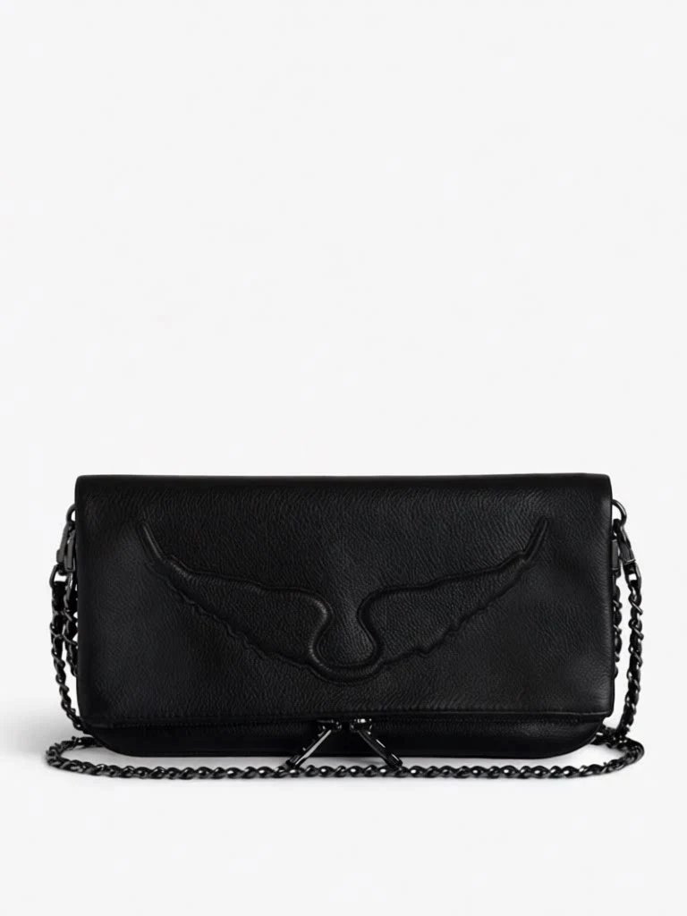 Unbranded Crossbody Bags Wing-Emblem Chain-Strap Tassel Bag — Large-winged black shoulder strap