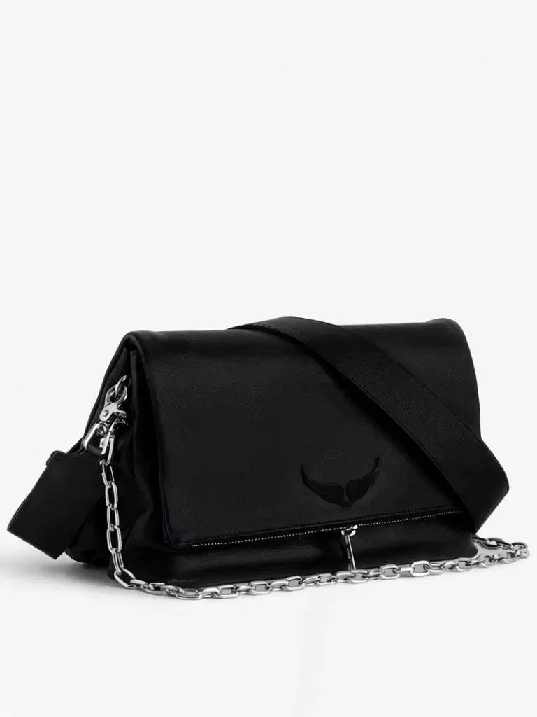 Unbranded Crossbody Bags Wing-Emblem Chain-Strap Tassel Bag — Double Layer Classic Black
