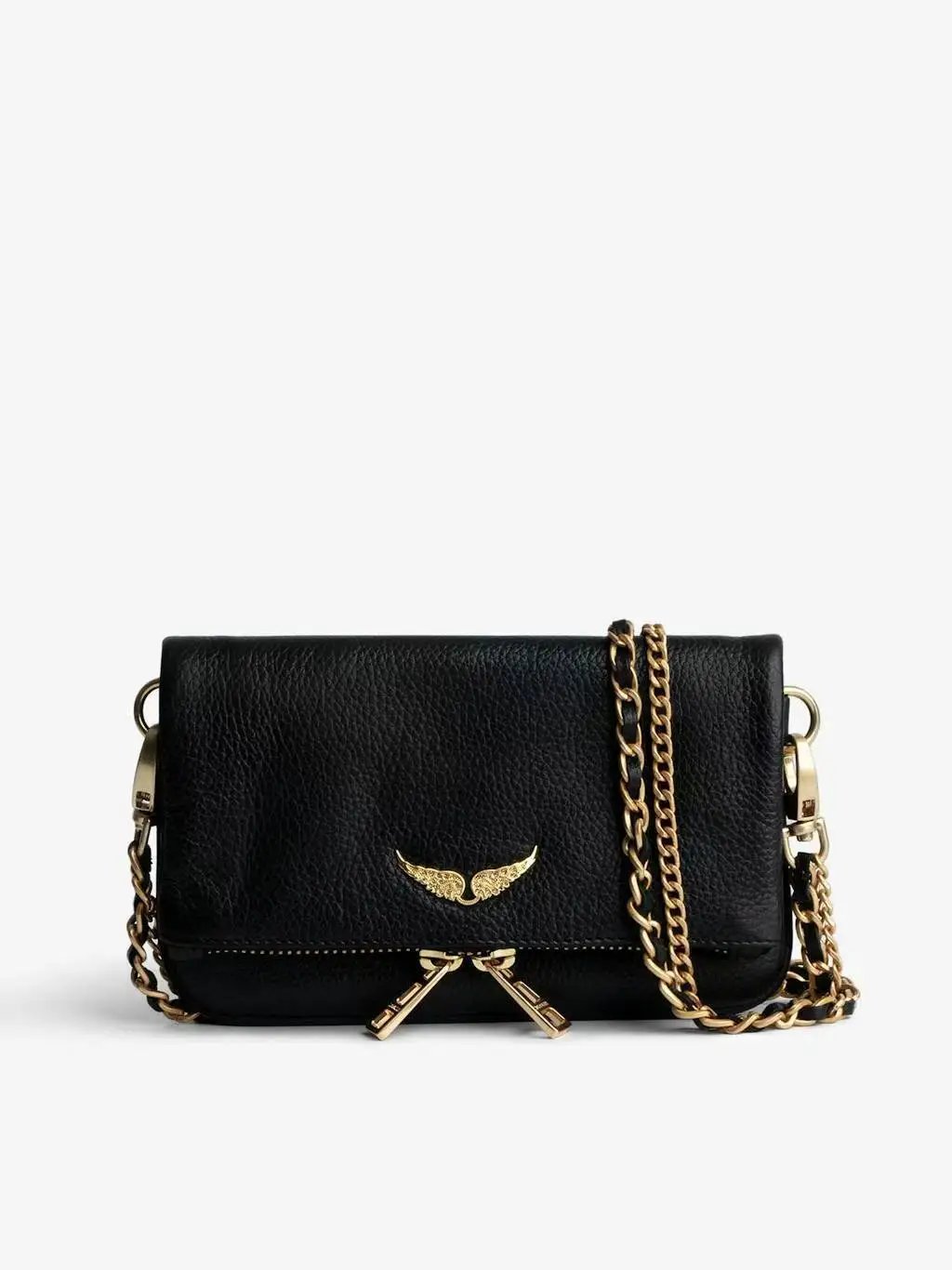 Unbranded Crossbody Bags Wing-Emblem Chain-Strap Tassel Bag — small gold black