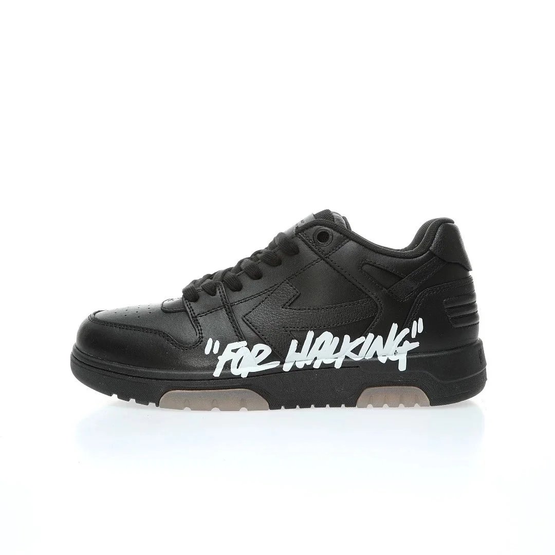 Leather all black and white letter graffiti arrow "OMIA189S21LEA0041001