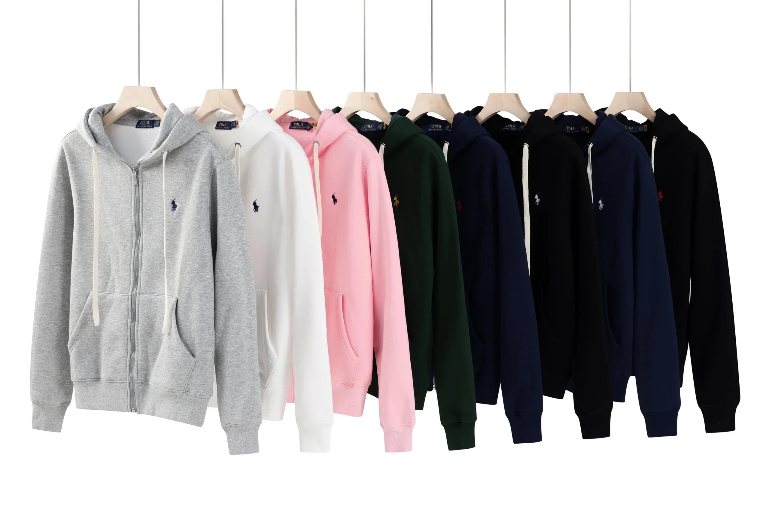 Ralph Lauren New Long Sleeve Fleece Hooded Zip-Up Sweatshirt & Jogger Set, 8 Colors