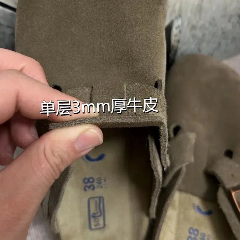 防水版本BK外贸单尾货博肯半托男女包头托桑坡头层牛皮软木 6