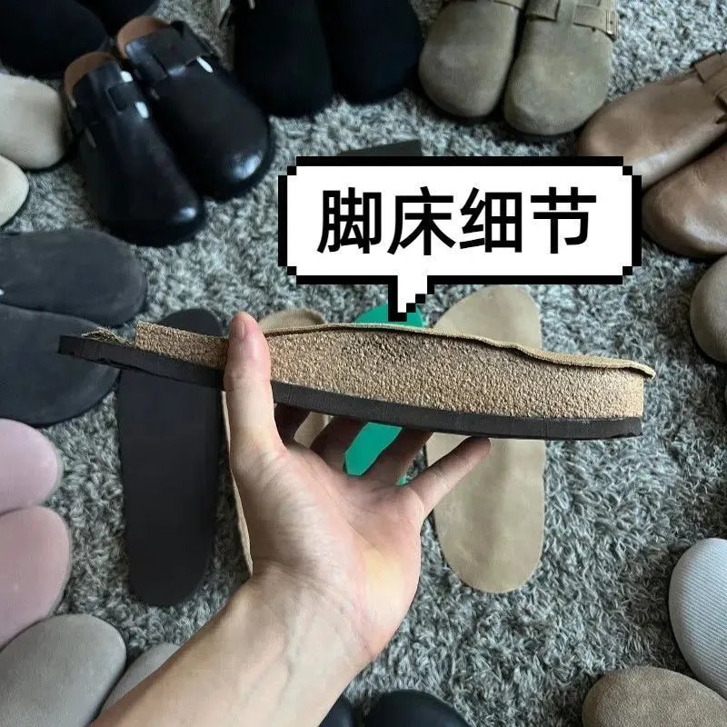防水版本BK外贸单尾货博肯半托男女包头托桑坡头层牛皮软木 8