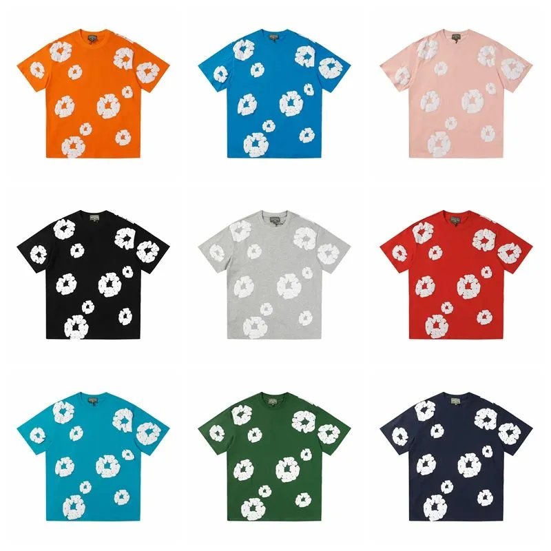 木棉花发泡印花夏季新款短袖T恤短裤套装休闲宽松男女