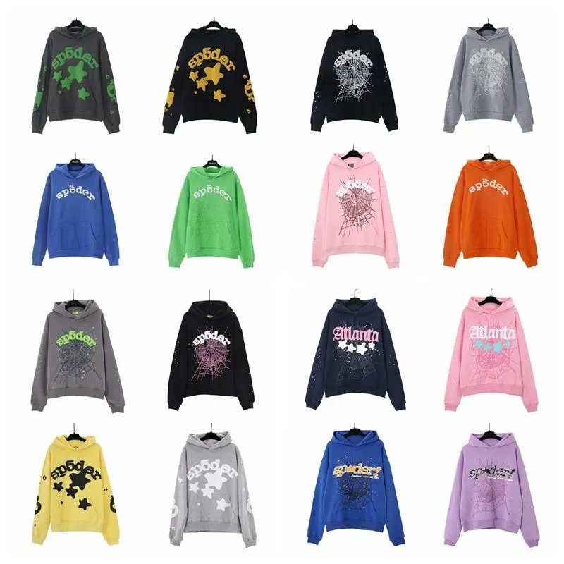 高版本蜘蛛网发泡印花纯棉连帽卫衣宽松秋季男女潮牌