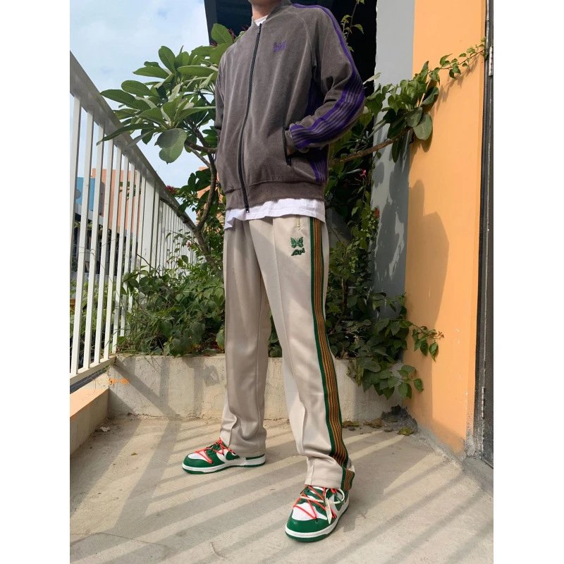 Gucci Track Pants Beige with Green and Gold Stripes Sweatpants - 1