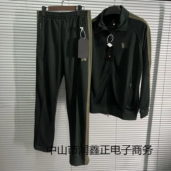 Design Track Suit Set Black with Olive Green Stripe Tracksuit - 1