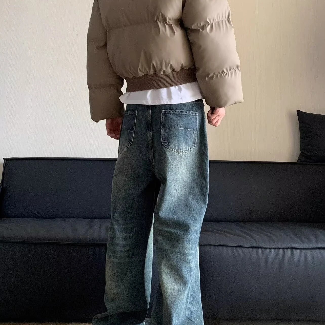 Vintage Washed Printed Jeans photo 5
