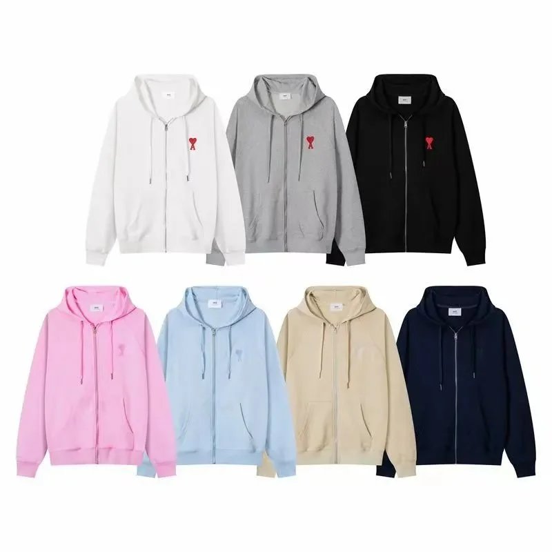 Ami Paris Heart Zip-Up Hoodie 