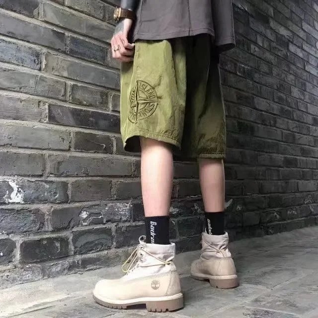 Stone Island Patchwork Velour Shorts Beige - 13