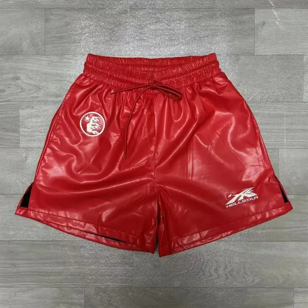 Hellstar Leather-Effect Shorts Royal Blue - 42