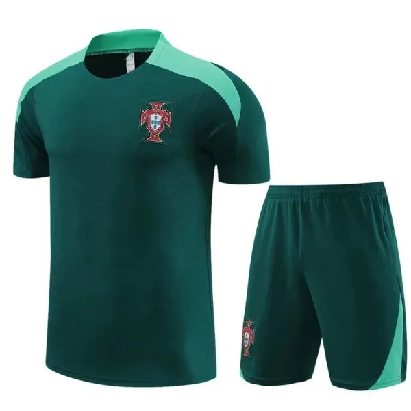 Portugal National Team Training Kit Green Sports T-Shirt and Shorts - 1