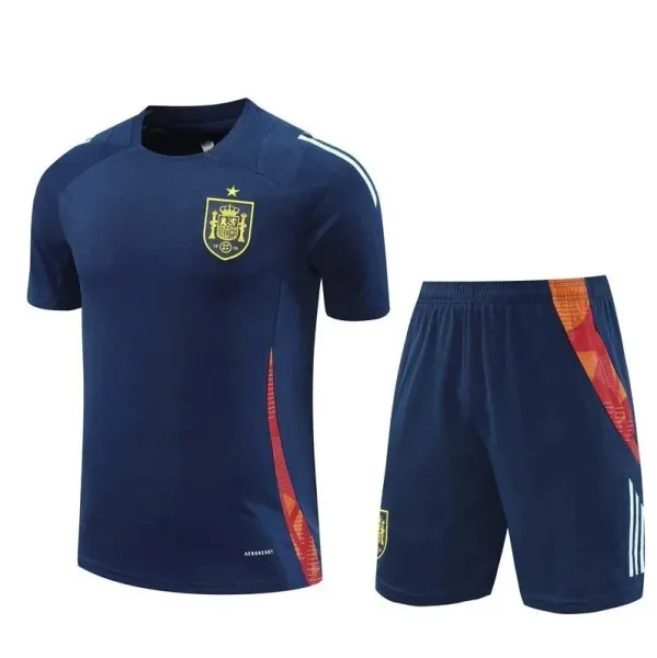 Spain National Team Training Kit Navy Blue Sports T-Shirt and Shorts - 1