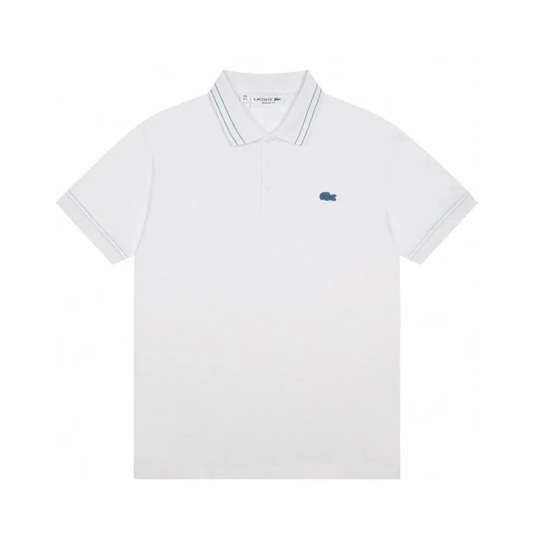 Lacoste Lacoste White Polo Shirt with Blue Crocodile Logo White