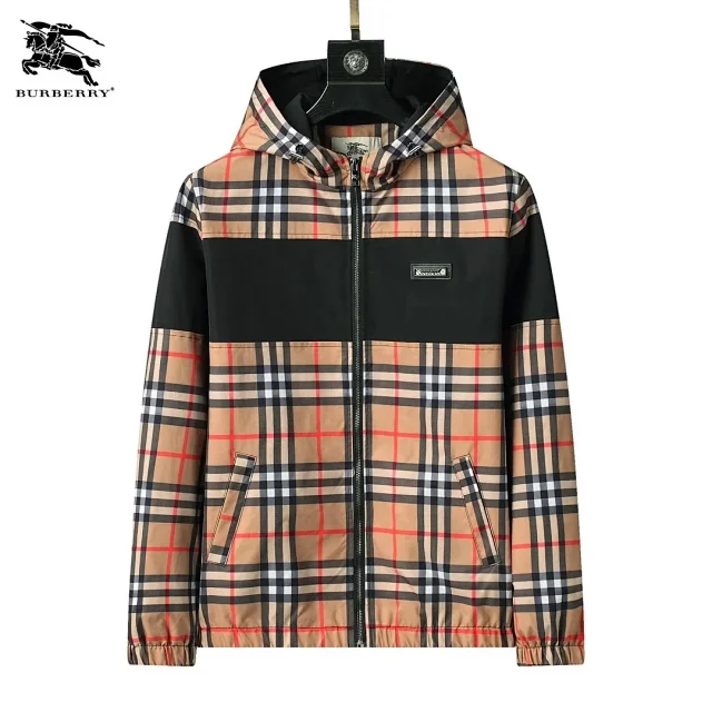 Burberry Jackets Hooded zip-up check windbreaker product detail image 4