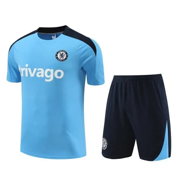 Chelsea FC Training Kit Light Blue and Navy Sports T-Shirt and Shorts - 1