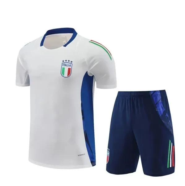 Italy National Team Away Kit White/Navy Sports Jersey and Shorts - 1