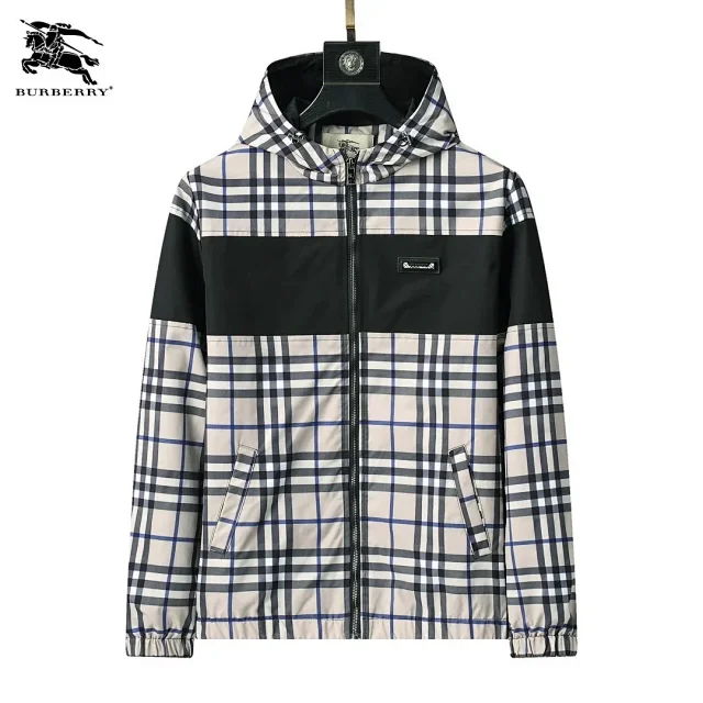 Burberry Jackets Hooded zip-up check windbreaker product detail image 5