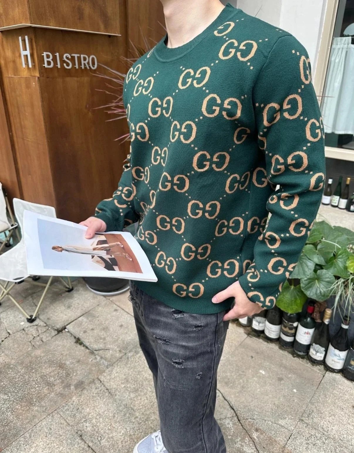 Gucci GG Monogram Knit Sweater in Green product photo 3