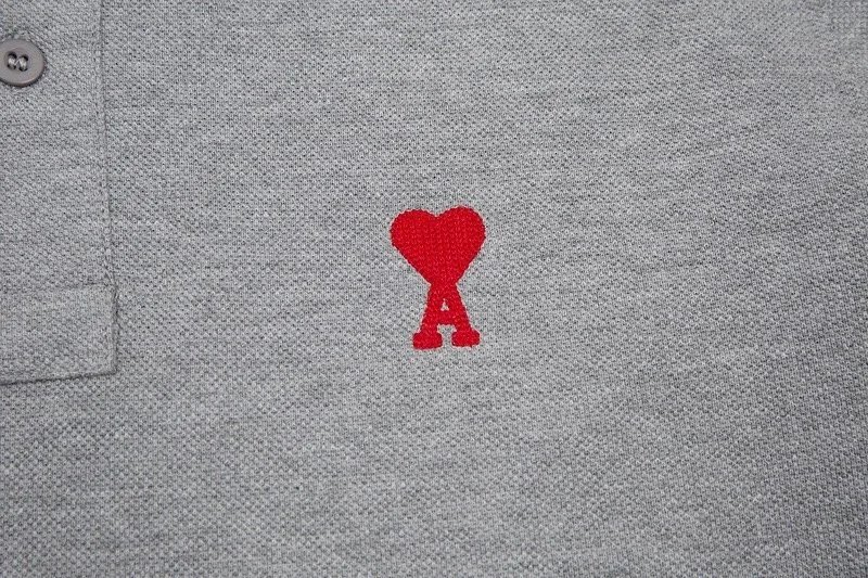 Ami Paris Classic Polo Black with Red Heart Logo Polo - 13