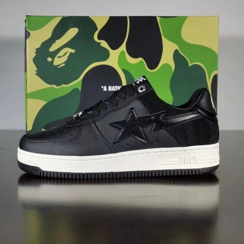 A Bathing Ape Bape Sta Low Black Patent Leather Sneakers - 16