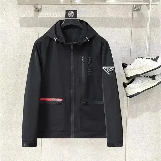 Prada Jackets Hooded zip-up windbreaker jacket product detail image 8