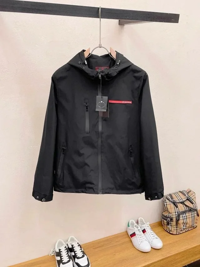 Prada Jackets Hooded zip-up windbreaker jacket product detail image 11