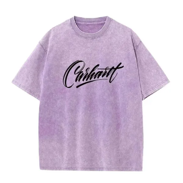Carhartt Script Logo Pink Washed T-Shirt - 8