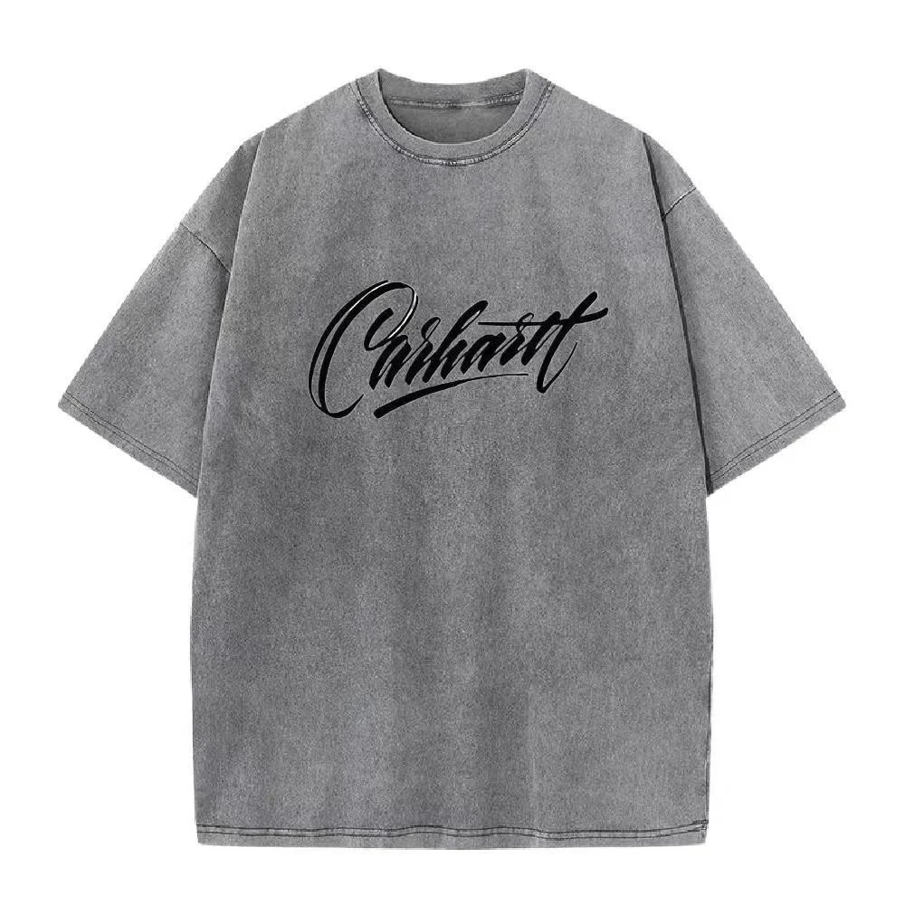 Carhartt Script Logo Washed Gray T-Shirt - 1