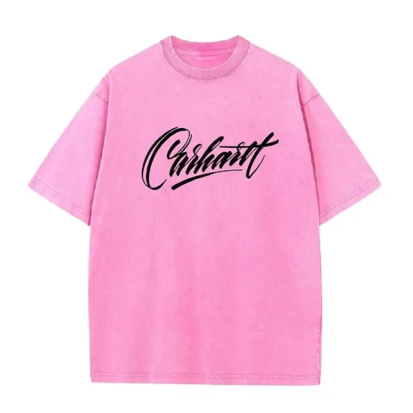 Carhartt Script Logo Pink Washed T-Shirt - 9