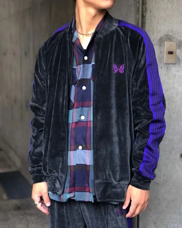 Needles Jackets Zip-Up Track Jacket with Side Stripes and Butterfly Embroidery product detail image 11