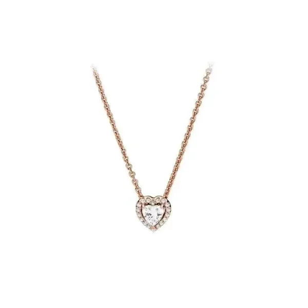 Design Rose Gold Heart Pendant Necklace with Cubic Zirconia Jewelry - 1