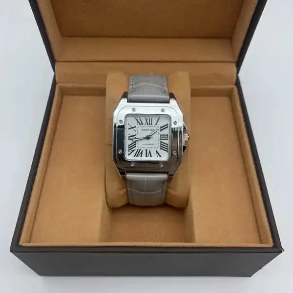 Cartier Santos-Dumont Gray Leather Watch - 1