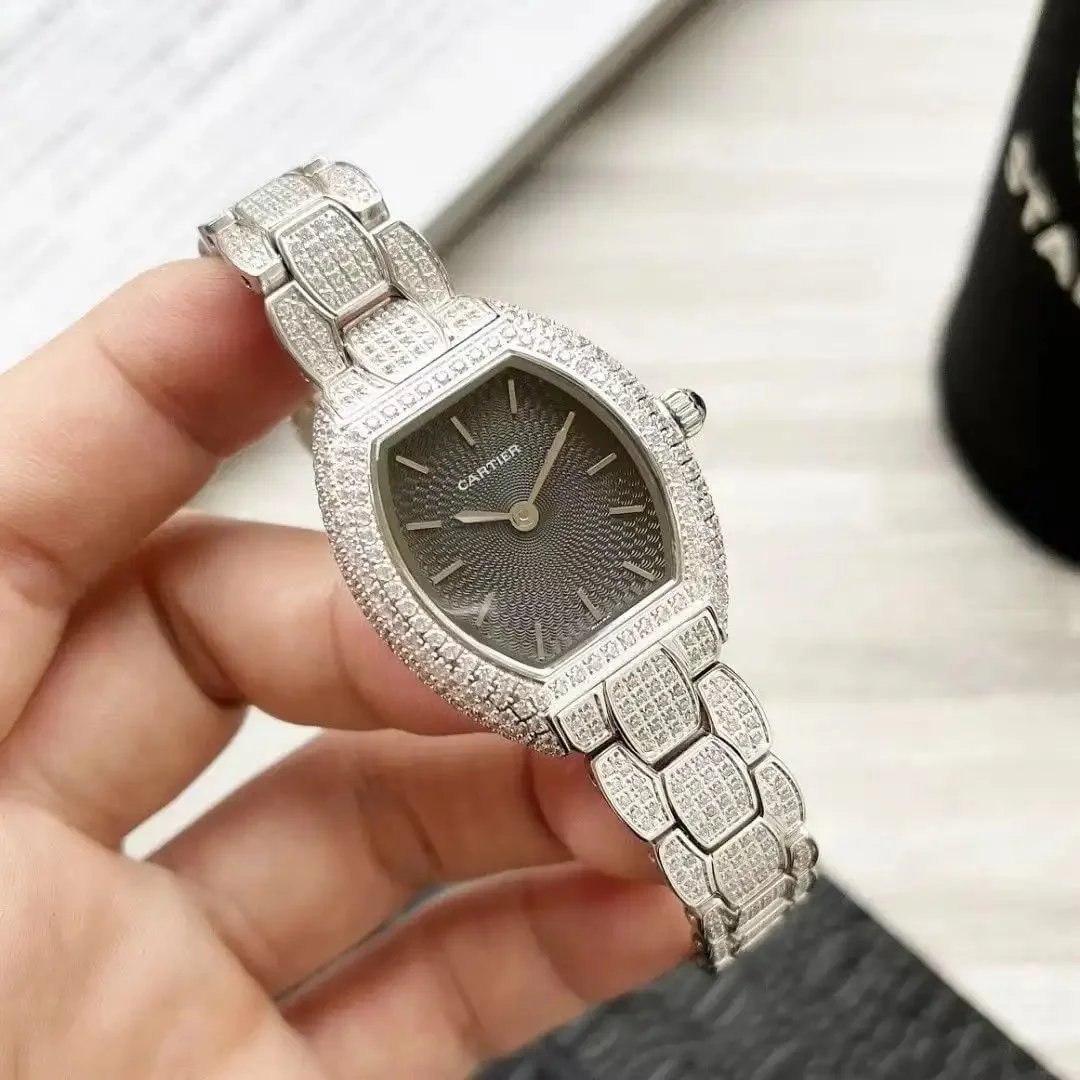 Cartier Tank Française Diamond-Set Gray Dial Watch - 1