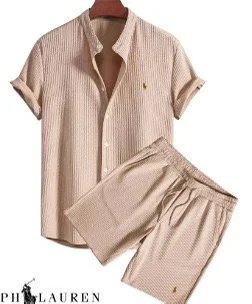 Ralph Lauren Ribbed Short-Sleeve Shirt and Shorts Set Black - 8